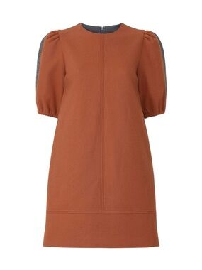 Toccin colorblock Rust Puff-Sleeve Mini Dress